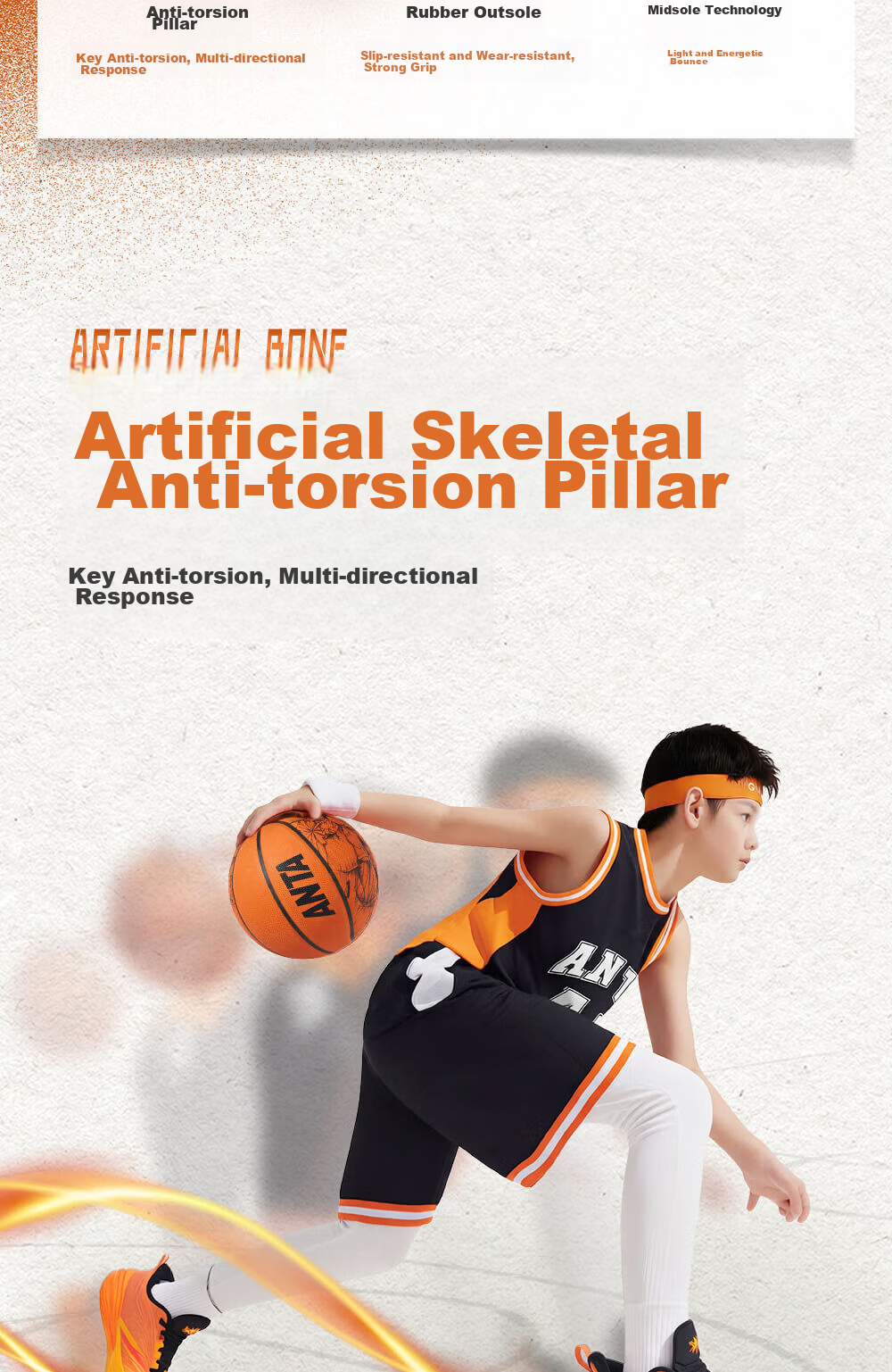 Anta Kids Boys Sports Shoes 2026 Durable Professional Competition Spark X Basketball Shoes 312631106 14